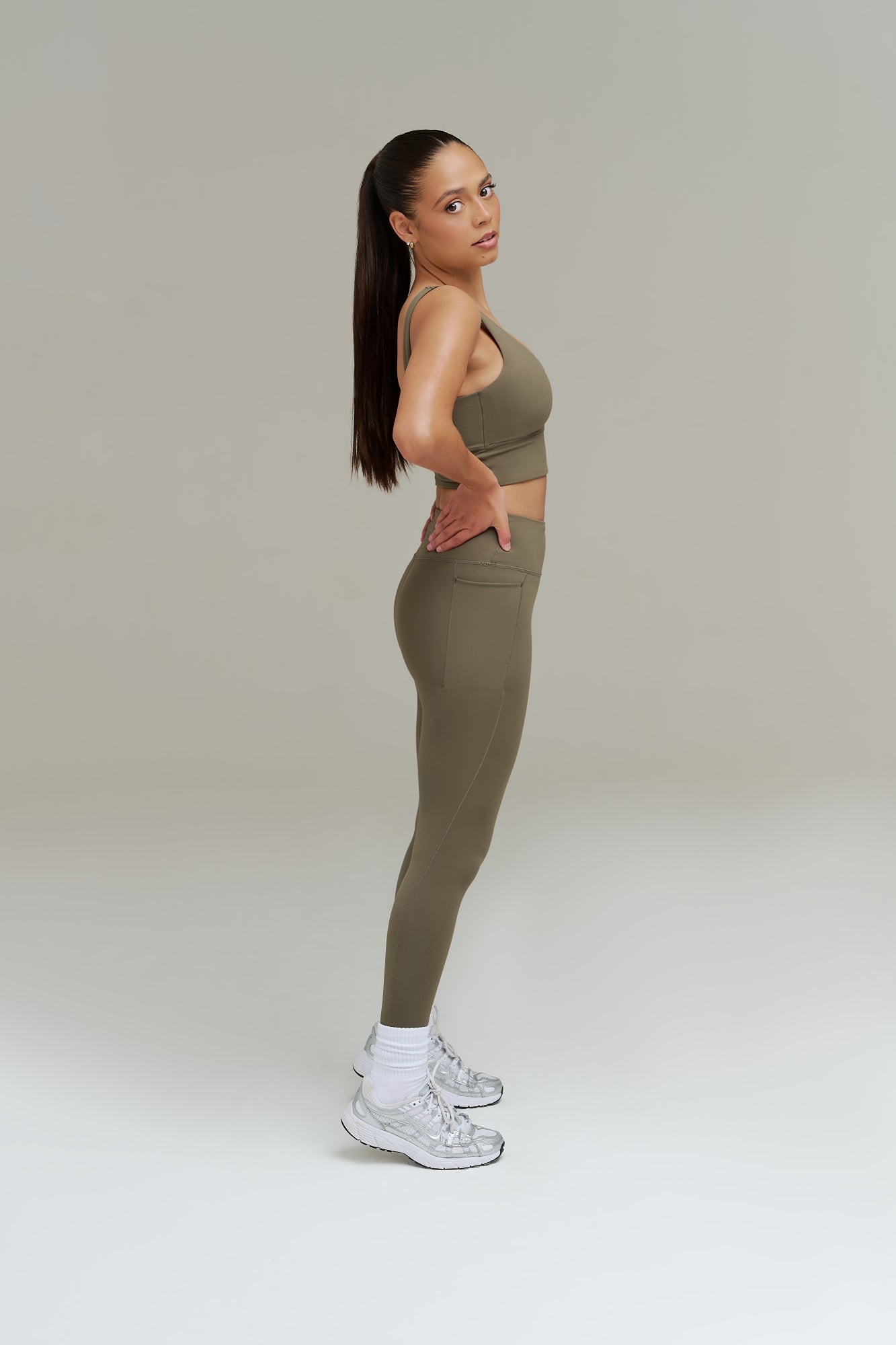 XENLITE WOMEN'S HIGH WAISTED LEGGINGS - OLIVE NIGHT