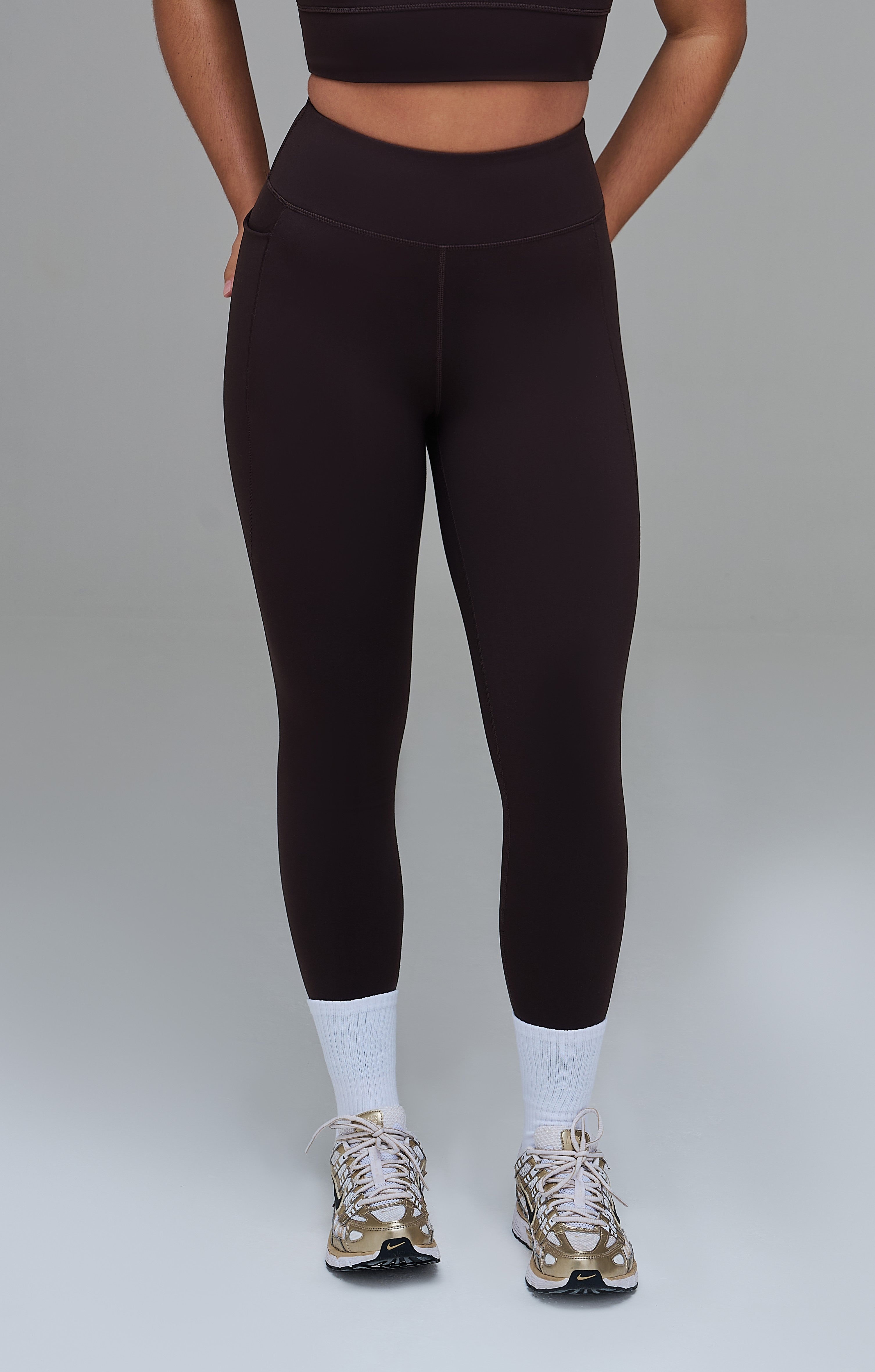 XENLITE WOMEN'S HIGH WAISTED LEGGINGS - COFFEE BROWN
