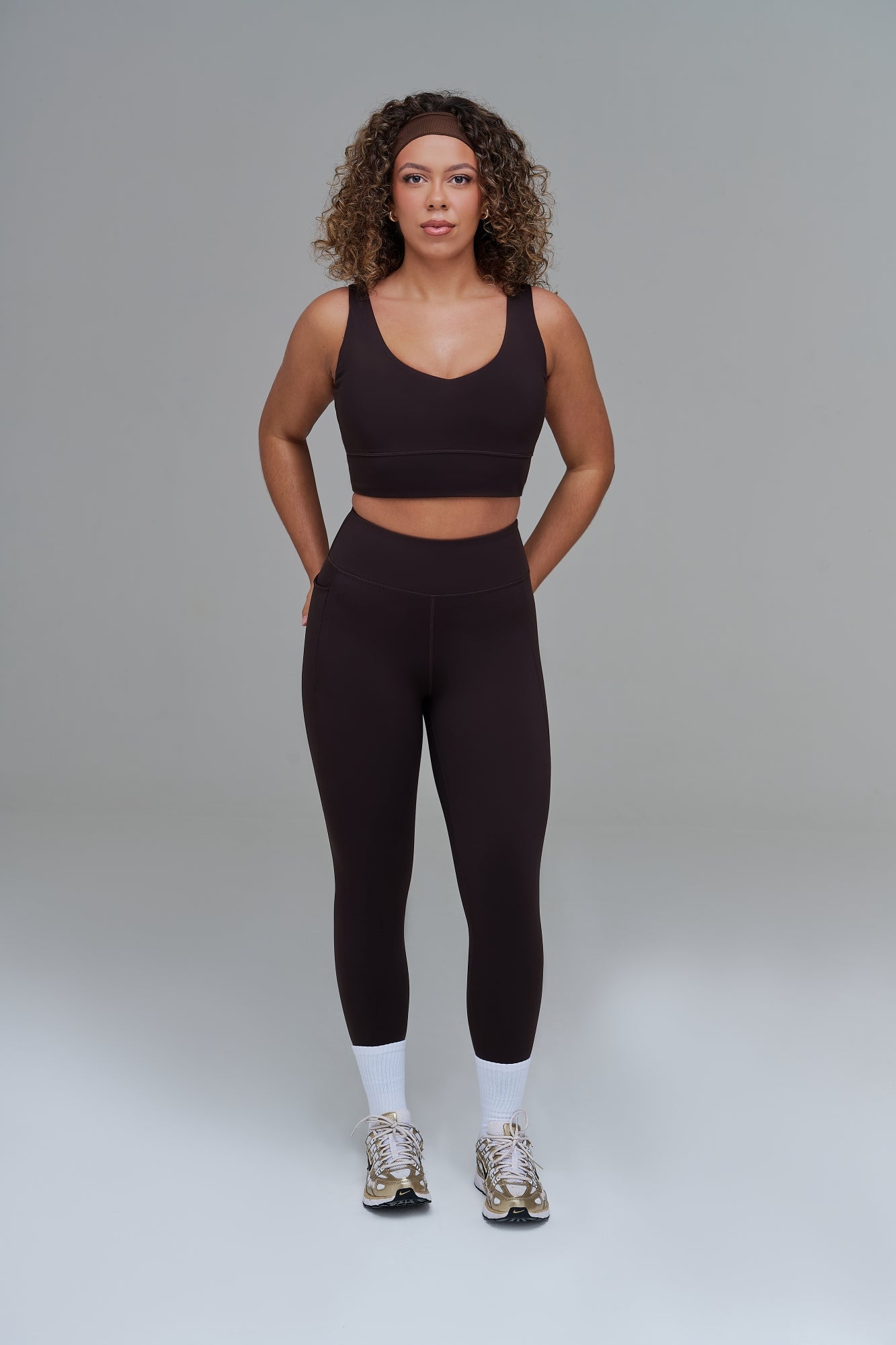 XENLITE WOMEN'S HIGH WAISTED LEGGINGS - COFFEE BROWN