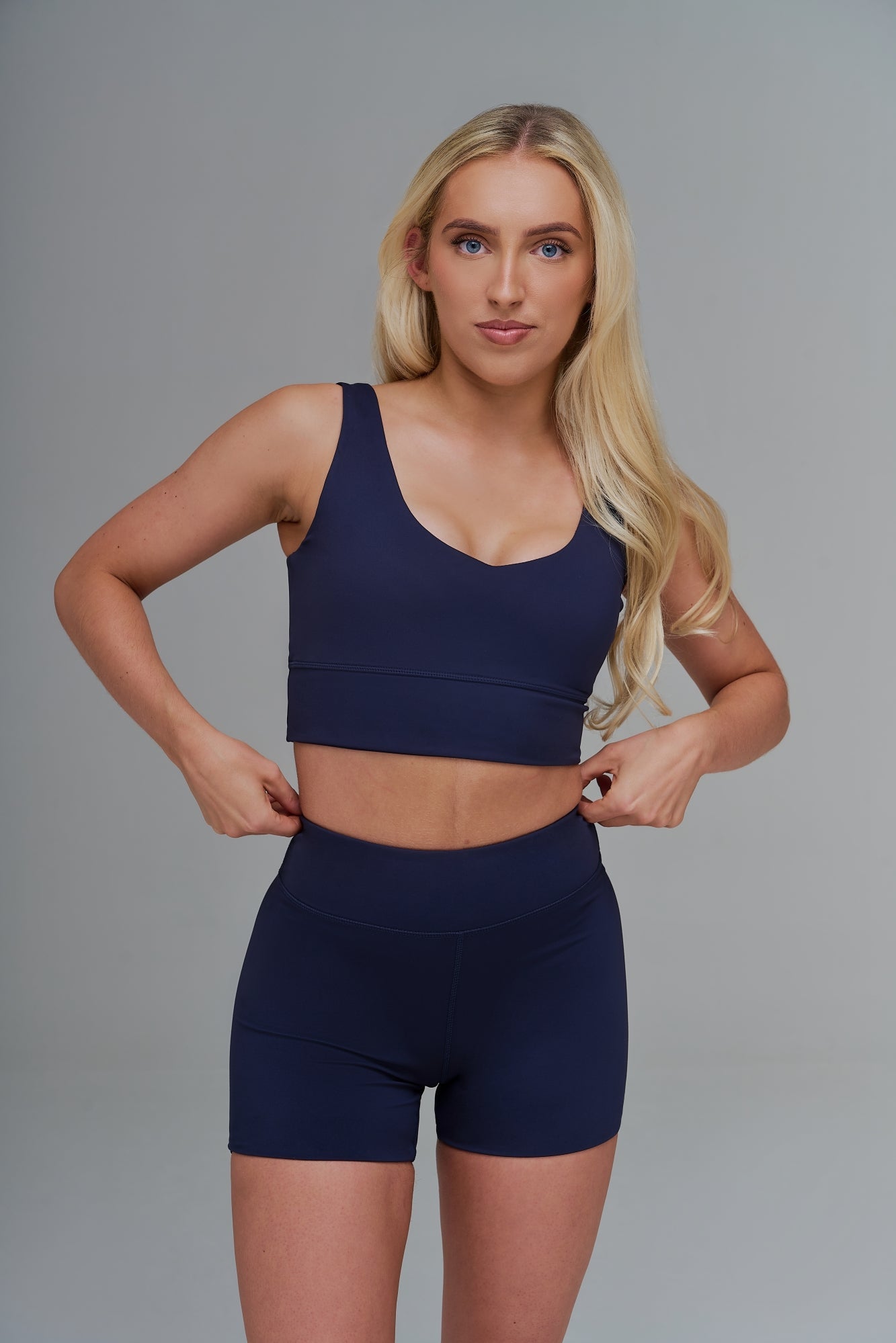 XENLITE V NECK SPORTS BRA - NAVY